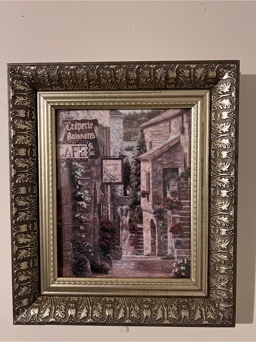 Ornate Gold Framed Vintage Street Scene Wall Art - Gold